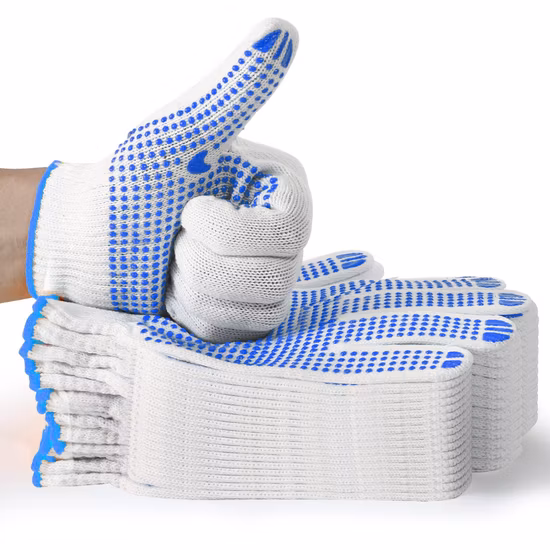 China atacado PVC pontilhado/pontos segurança/trabalho/luva de trabalho industrial/construção/trabalho luvas de malha de algodão Guantes